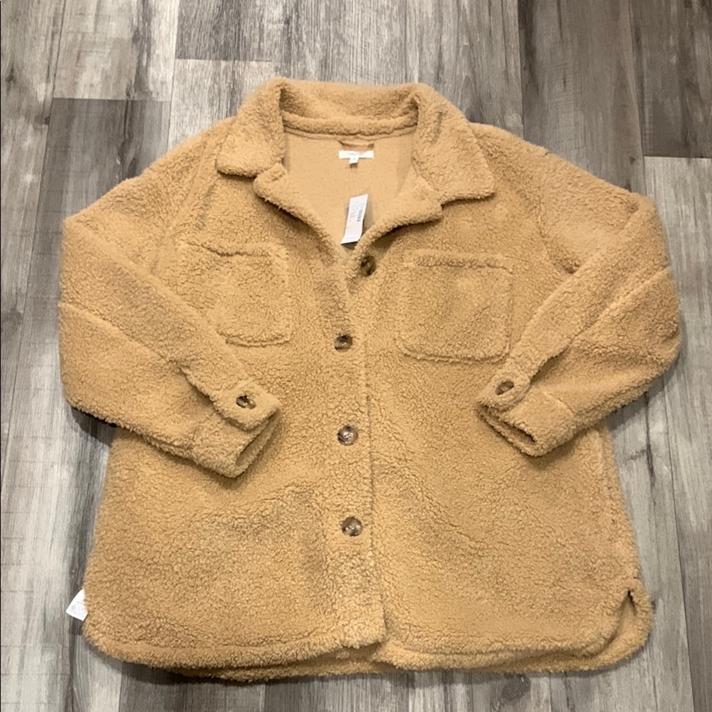 NWT Teddy Bear Cozy Tan Sherpa Jacket Sz 0X Plus